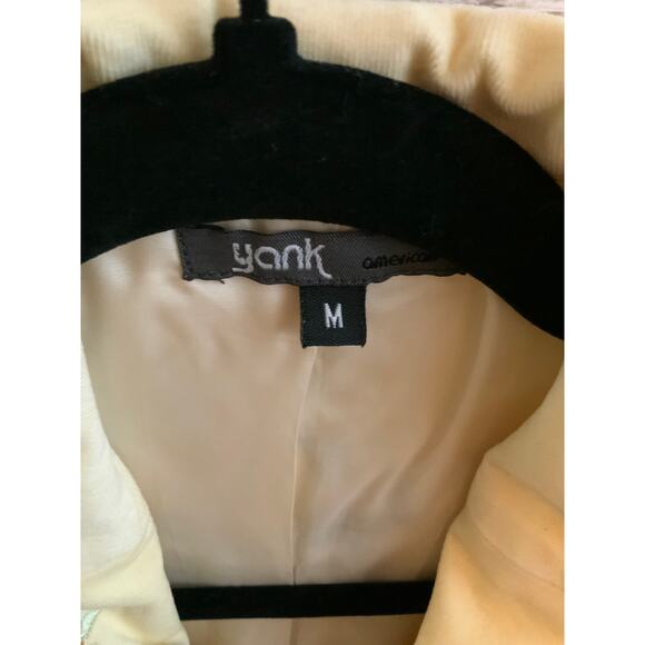 Butter Yellow Corduroy Blazer with Floral Embroidery- Medium - Picture 3 of 3